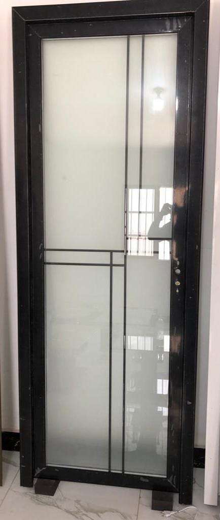 Toilet and bathroom door 