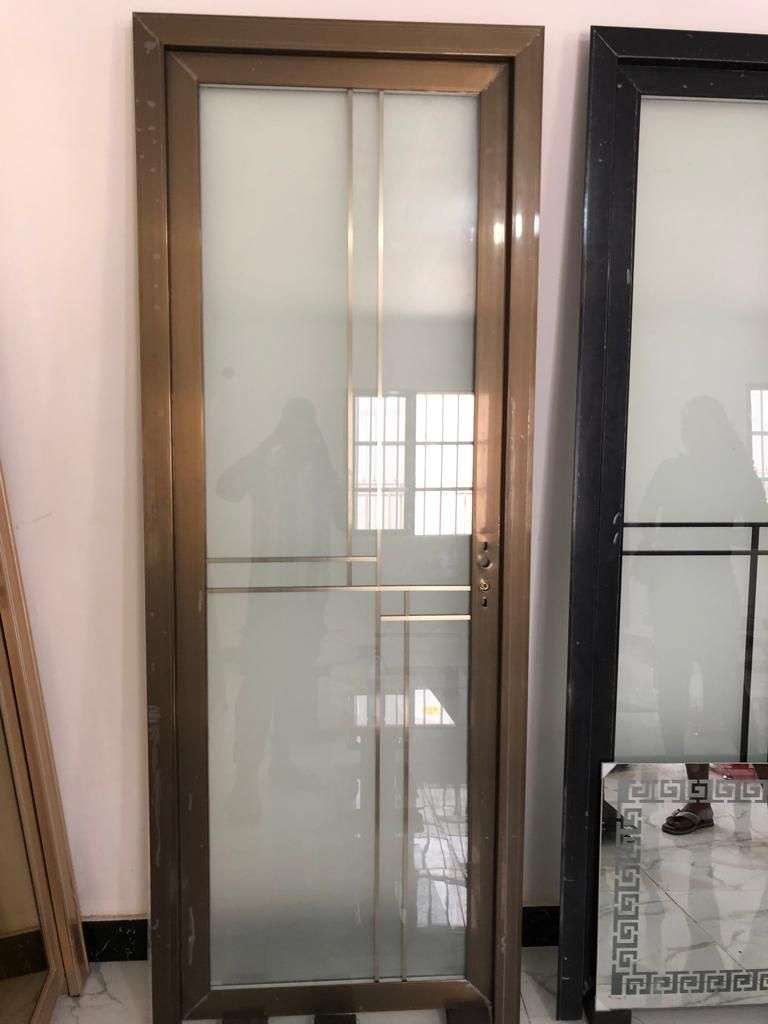 Toilet and bathroom door 